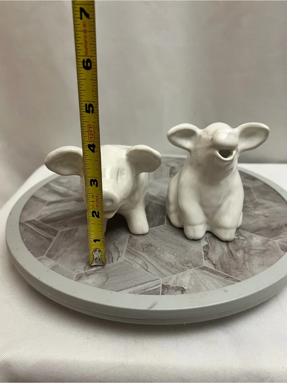 Pottery Barn White Ceramic Cow Creamer Sugar Bowl Set Farmhouse Kitchen Decor